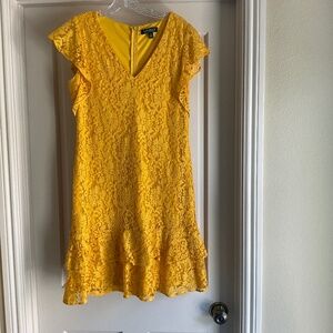 Lauren  Golden Yellow Lace Dress